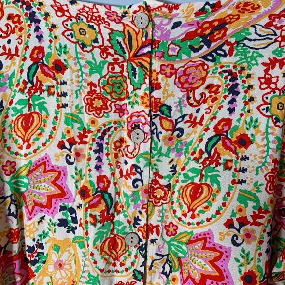 NEW Cynthia Rowley floral lightweight full button back detail flowy shirt top - Picture 7 of 10